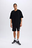 DeFactoFit NBA Brooklyn Nets Oversize Geniş Kalıp Bisiklet Yaka Waffle Kısa Kollu Tişört D8504AX25SPBK81