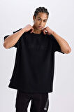 DeFactoFit NBA Brooklyn Nets Oversize Geniş Kalıp Bisiklet Yaka Waffle Kısa Kollu Tişört D8504AX25SPBK81