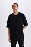 DeFactoFit NBA Brooklyn Nets Oversize Geniş Kalıp Bisiklet Yaka Waffle Kısa Kollu Tişört D8504AX25SPBK81