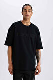 DeFactoFit NBA Brooklyn Nets Oversize Geniş Kalıp Bisiklet Yaka Waffle Kısa Kollu Tişört D8504AX25SPBK81