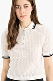 Regular Fit Polo Yaka Kısa Kollu Kazak