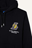 DeFactoFit NBA Los Angeles Lakers Oversize Geniş Kalıp Kapüşonlu Kalın Sweatshirt D8489AX25SPBK81