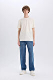 DeFacto %100 Pamuk Baggy Fit Geniş Kalıp Normal Bel Geniş Paça Soluk Efektli Jean Pantolon D7318AX25SPNM28