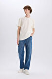 DeFacto %100 Pamuk Baggy Fit Geniş Kalıp Normal Bel Geniş Paça Soluk Efektli Jean Pantolon D7318AX25SPNM28