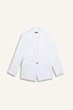 DeFacto Oversize Geniş Kalıp Keten Karışımlı Beyaz Blazer Ceket Z2536AZ25SPWT34