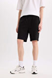 DeFacto Regular Fit Dokulu Düz Paça Kargo Cepli Basic Şort B8796AX25SMBK81