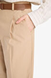 Carrot Fit Gabardin Kumaş Pantolon Kemerli Yüksek Bel Kısa Paça