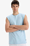 %100 Pamuk Boxy Fit Bisiklet Yaka Basic Düz Atlet