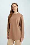 DeFacto Regular Fit Bisiklet Yaka Basic Düz Uzun Kollu Tişört Tunik D4897AX24WNBN299