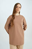 DeFacto Regular Fit Bisiklet Yaka Basic Düz Uzun Kollu Tişört Tunik D4897AX24WNBN299