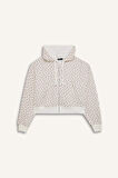 DeFacto Coool Loose Fit Desenli Kalın Fermuarlı Sweatshirt E0105AX24WNWT32