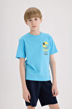 DeFacto Erkek Çocuk Bisiklet Yaka Baskılı Kısa Kollu Tişört E0186A825HSTR276
