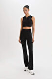 DeFactoFit Flare Fit Sporcu İnce Eşofman Altı Beli Saran İspanyol Paça Standart Boy C5275AX25SPBK81