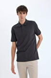 Regular Fit Kısa Kollu Basic Düz Pike Kumaş Polo Tişört