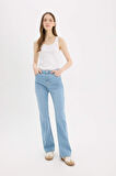DeFacto Slim Flare Yüksek Bel Düz Paça Uzun Jean Kar Yıkamalı Pantolon D7973AX25SPNM39
