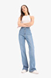 Slim Flare Yüksek Bel Düz Paça Uzun Jean Pantolon