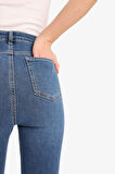 Anna Skinny Fit Yüksek Bel Düz Paça Uzun Jean Taş Yıkama Pantolon
