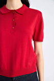 DeFacto Regular Fit Polo Yaka Basic Düz Kısa Kollu Kırmızı Triko Kazak E3670AX25SMRD227