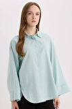 DeFacto Relax Fit Keten Karışımlı Uzun Kollu Tesettür Gömlek Tunik B9835AX25SPGN1113