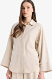 DeFacto Relax Fit Keten Karışımlı Uzun Kollu Tesettür Gömlek Tunik B9835AX25SPBG759