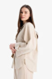 DeFacto Relax Fit Keten Karışımlı Uzun Kollu Tesettür Gömlek Tunik B9835AX25SPBG759