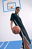 DeFactoFit NBA Los Angeles Lakers Oversize Geniş Kalıp Kısa Kollu Pike Midi Elbise B9962AX25SMBK81