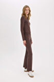 Coool Flare Fit Esnek Belli İspanyol Paça Ribana Pantolon