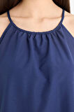 Yuvarlak Yaka Terry Cotton Mini Plaj Elbisesi-Fall in Love 