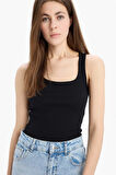 DeFacto Slim Fit Dar Kesim Basic Düz Yuvarlak Yaka Fitilli Kaşkorse Atlet E7894AX25SMBK81