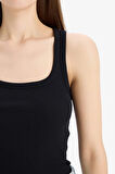 DeFacto Slim Fit Dar Kesim Basic Düz Yuvarlak Yaka Fitilli Kaşkorse Atlet E7894AX25SMBK81