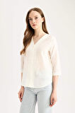 DeFacto Regular Fit Apaş Yaka Basic Düz Pamuklu Yarım Kollu Gömlek E5949AX25SPWT32