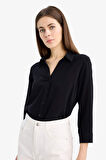 DeFacto Regular Fit Basic Düz Uzun Kollu Siyah Gömlek K4655AZ25SPBK81