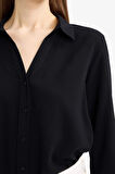 DeFacto Regular Fit Basic Düz Uzun Kollu Siyah Gömlek K4655AZ25SPBK81