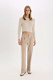 DeFacto Wide Leg Kumaş Pantolon Çift Cepli Normal Bel Standart Boy D5066AX25SPBG644