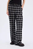 DeFacto Wide Leg Kumaş Pijama Pantolon Geniş Bol Paça Kareli Normal Bel Lastikli Cepli D9548AX25SPBK81