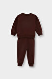 Erkek Bebek 2'li Takım Basic Düz Sweatshirt Eşofman Altı