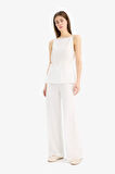 Wide Leg Geniş Paça Basic Düz Pike Pantolon