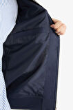 Slim Fit Dar Kesim Dik Yaka Fermuarlı Süet Mont