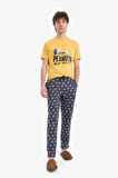 Snoopy Regular Fit Pijama Takımı Kısa Kollu Üst Beli Bağcıklı Uzun Alt