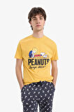Snoopy Regular Fit Pijama Takımı Kısa Kollu Üst Beli Bağcıklı Uzun Alt