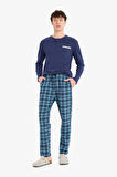 Regular Fit Kareli Cepli Pijama Altı