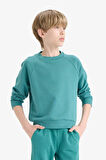 Erkek Çocuk Bisiklet Yaka Basic Düz Sweatshirt