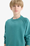 Erkek Çocuk Bisiklet Yaka Basic Düz Sweatshirt