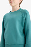 Erkek Çocuk Bisiklet Yaka Basic Düz Sweatshirt