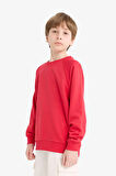 Erkek Çocuk Bisiklet Yaka Basic Düz Sweatshirt