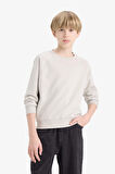 Erkek Çocuk Bisiklet Yaka Basic Düz Sweatshirt