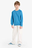 Erkek Çocuk Bisiklet Yaka Basic Düz Sweatshirt