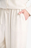 DeFacto Keten Karışımlı Pantolon Wide Leg Geniş Bol Paça Basic Düz Çift Cepli Yüksek Bel Standart Boy C6021AX25SPBG286