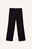 Wide Leg Fermuarlı Normal Bel Standart Boy Geniş Paça Keten Karışımlı Pantolon