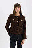 DeFacto Regular Fit Bisiklet Yaka Tweed Blazer Ceket D8460AX24AUBN298